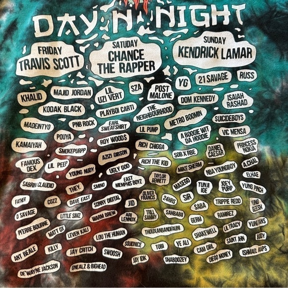 Day N Night 2017 Festival Tie Dye Hoodie size medium Lamar/Travis/Chance - Picture 13 of 16